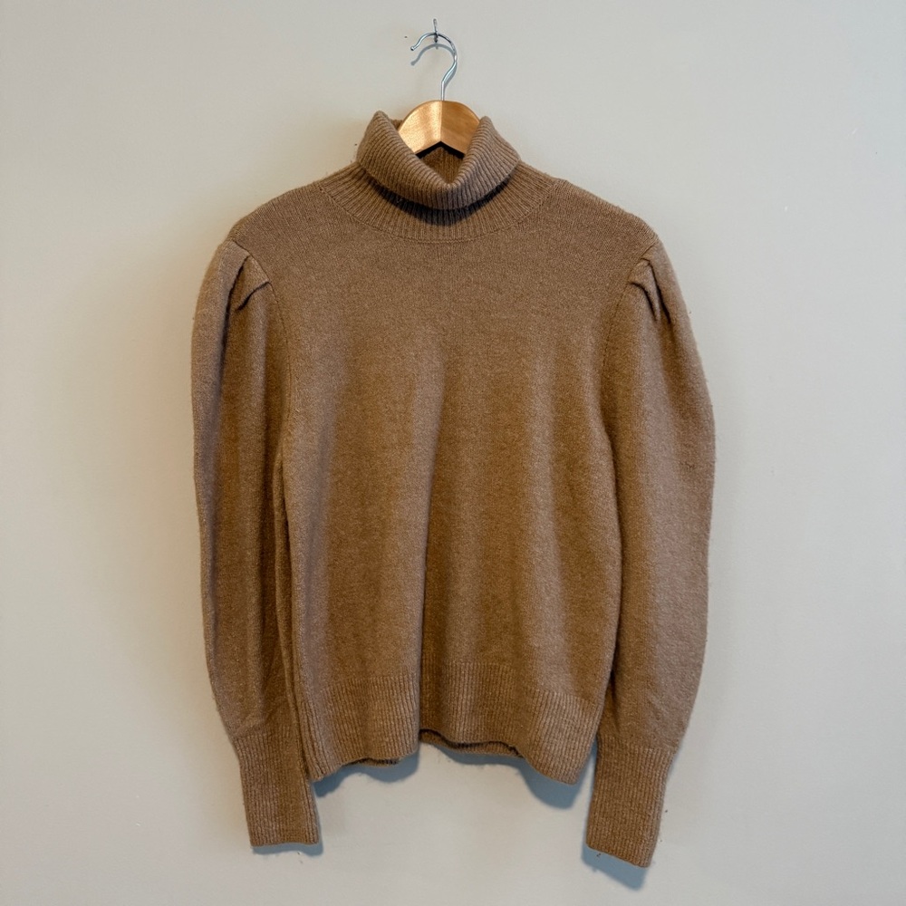 Alex Marie | Turtleneck Puff Sleeve Sweater | Camel Brown | Size M - Picture 2 of 10